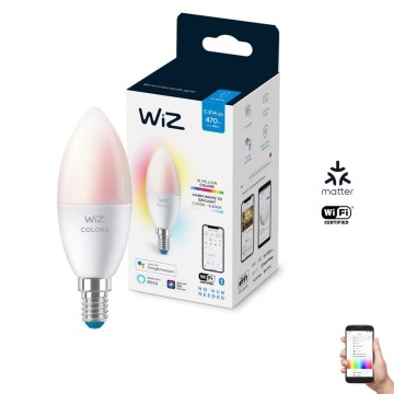 Bombilla LED RGBW regulable C37 E14/4,9W/230V 2200-6500K CRI 90 Wi-Fi -WiZ