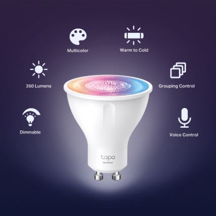 Bombilla LED RGBW regulable GU10/3,7W/230V 2200-6500K Wi-Fi - TP-Link