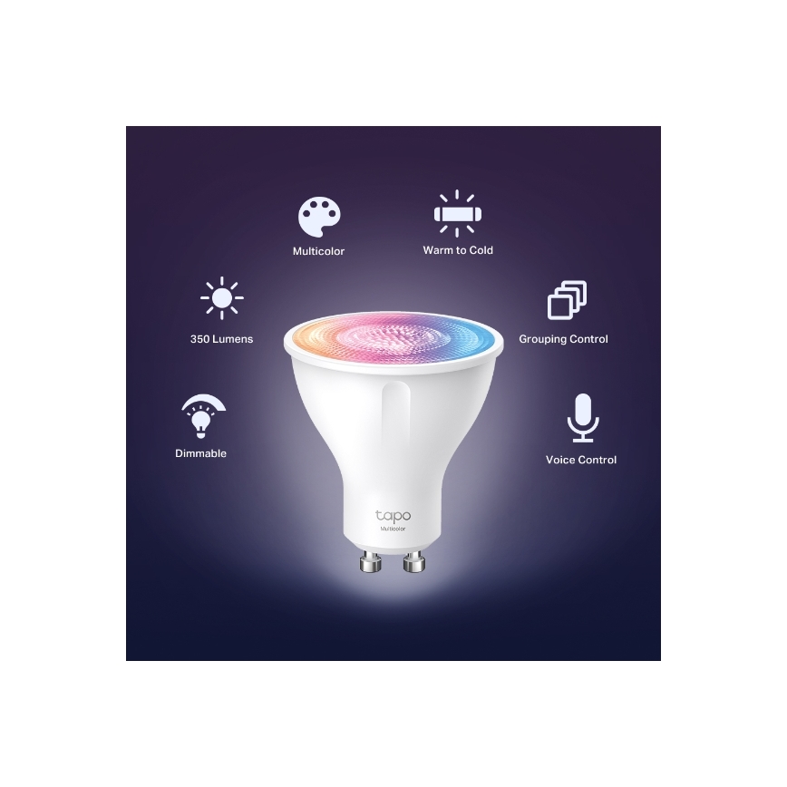 Bombilla LED RGBW regulable GU10/3,7W/230V 2200-6500K Wi-Fi - TP-Link