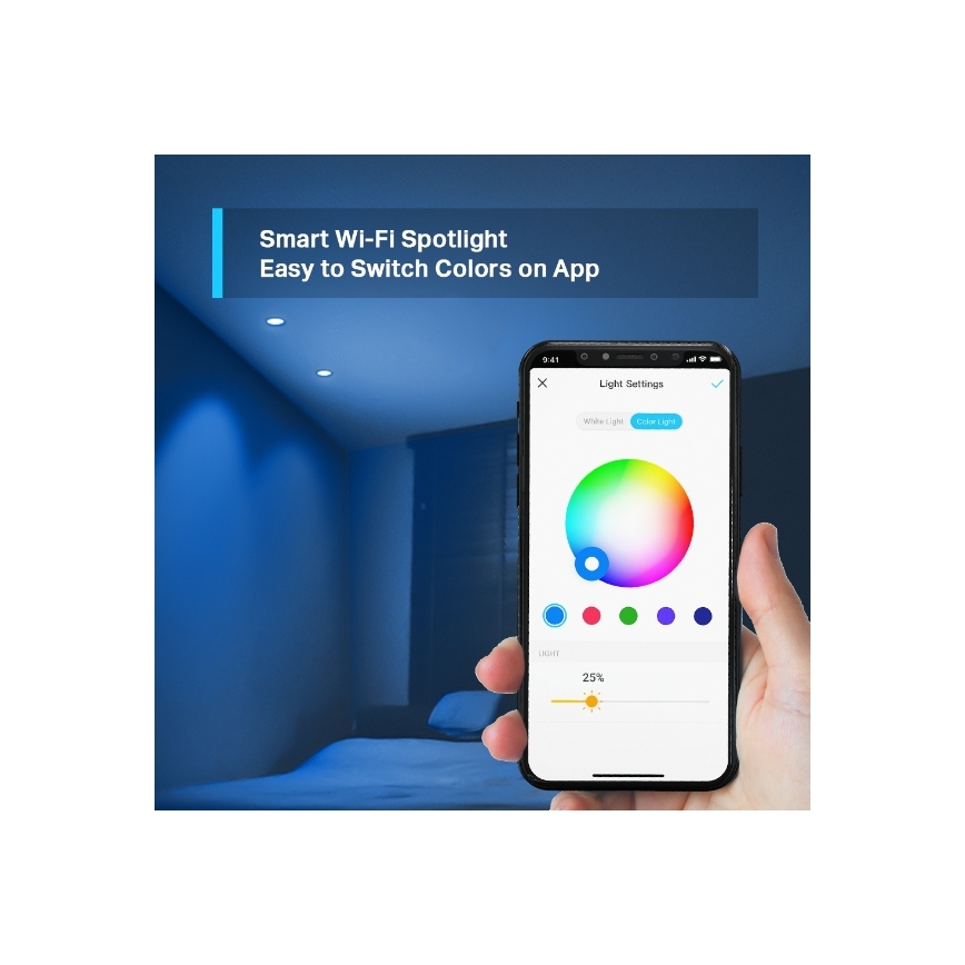Bombilla LED RGBW regulable GU10/3,7W/230V 2200-6500K Wi-Fi - TP-Link