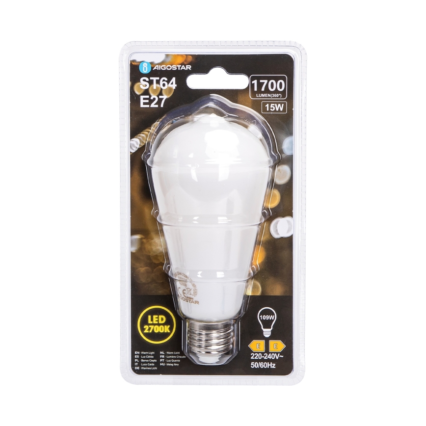 Bombilla LED ST64 E27/15W/230V 320° 2700K - Aigostar