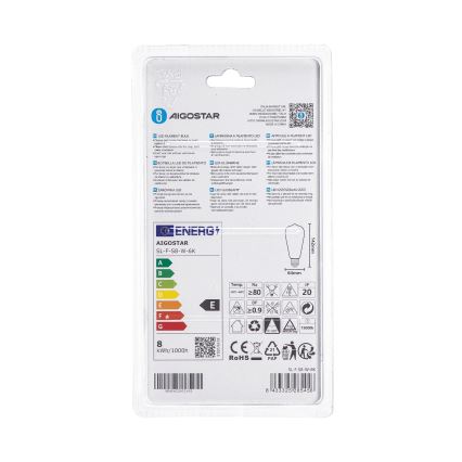Bombilla LED ST64 E27/8W/230V 330° 6500K - Aigostar