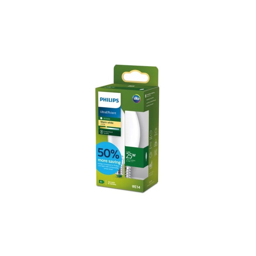 Bombilla LED ULTRAEFFICIENT Philips B35 E14/1,2W/230V 2700K