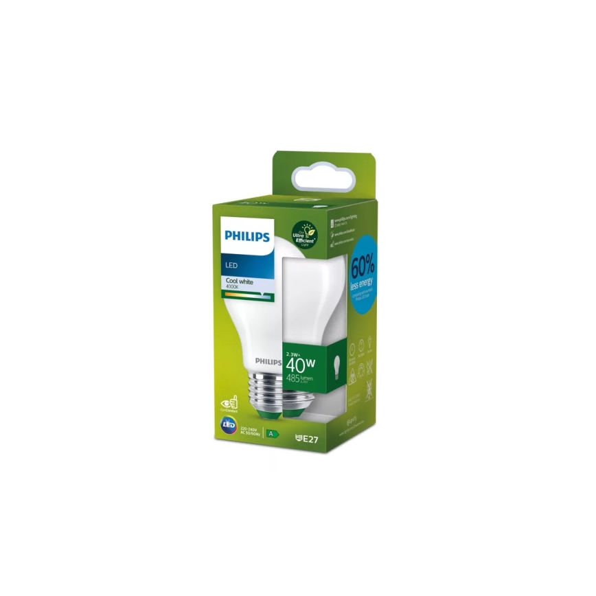 Bombilla LED ultraeficiente Philips A60 E27/2,3W/230V 4000K