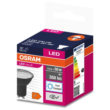 Bombilla LED VALUE PAR16 GU10/4,5W/230V 4000K 36° negro - Osram