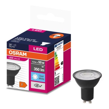 Bombilla LED VALUE PAR16 GU10/4,5W/230V 6500K 36° negro - Osram