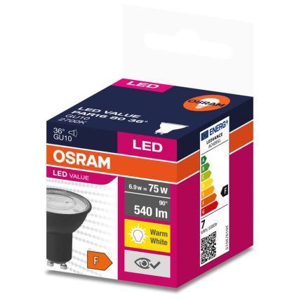 Bombilla LED VALUE PAR16 GU10/6,9W/230V 2700K 36° negro - Osram