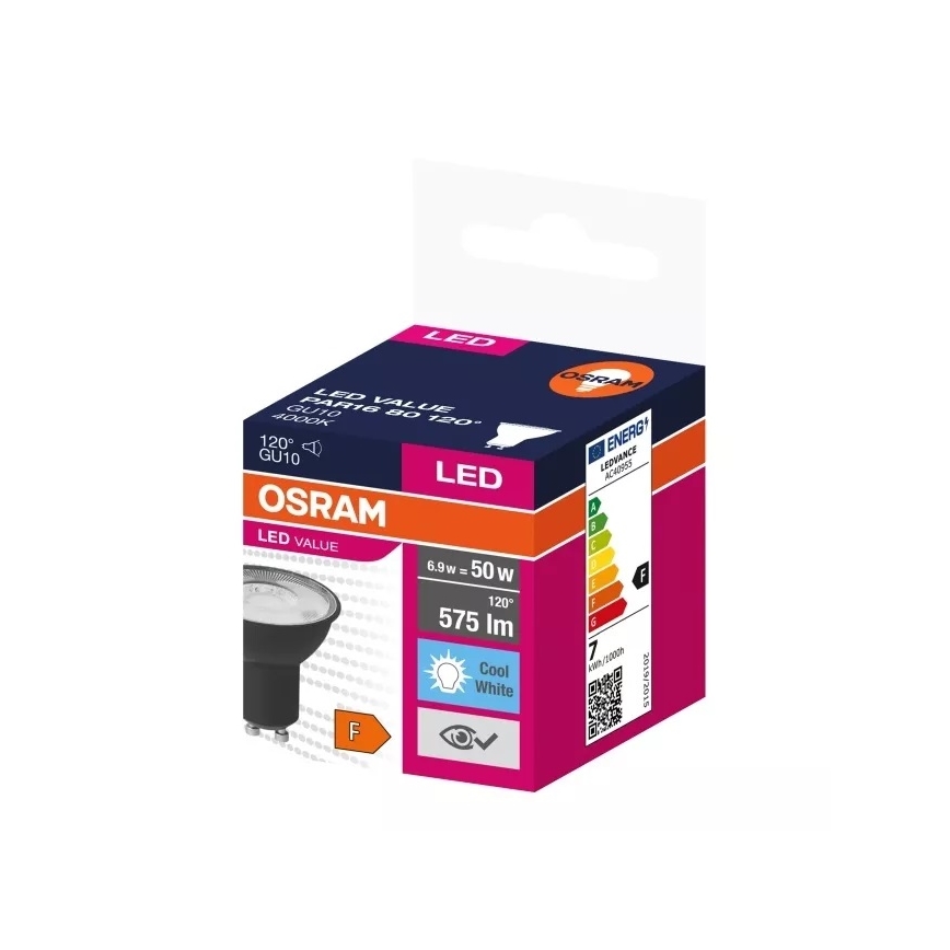 Bombilla LED VALUE PAR16 GU10/6,9W/230V 4000K 120° negro - Ledvance