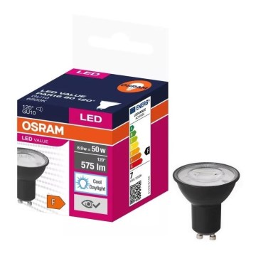 Bombilla LED VALUE PAR16 GU10/6,9W/230V 6500K 120° negro - Osram