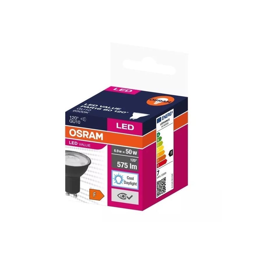 Bombilla LED VALUE PAR16 GU10/6,9W/230V 6500K 120° negro - Osram