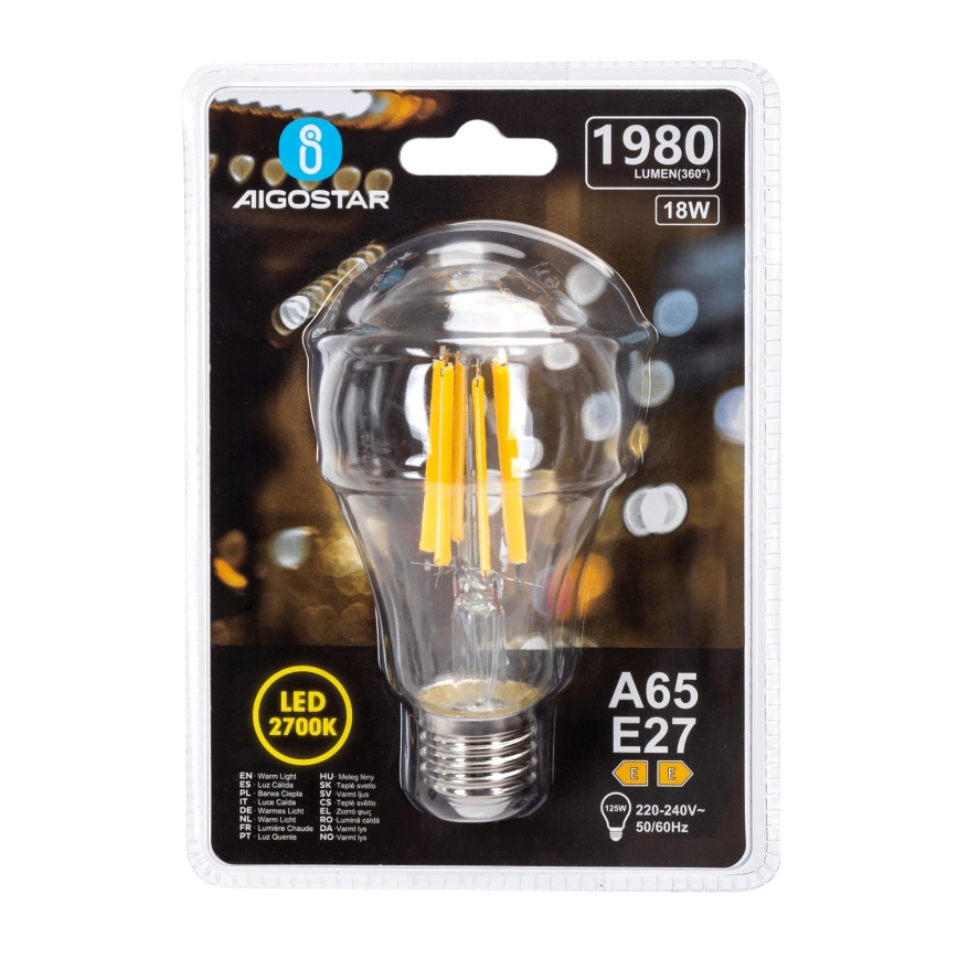 Bombilla LED Vintage A65 E27/18W/230V 2700K - Aigostar