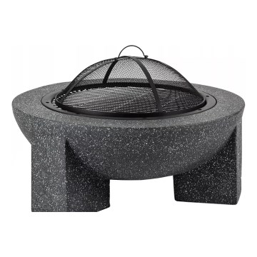 Brasero portátil con parrilla 74x30 cm negro/granito oscuro