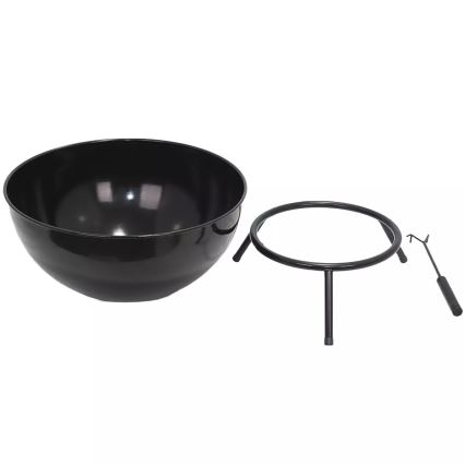 Brasero portátil para leña 57x30 cm, negro