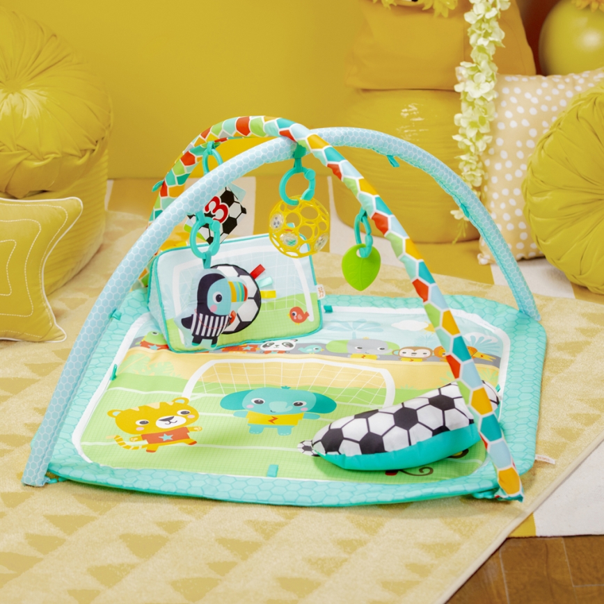 Bright Starts - Alfombra de juego para bebé OBALL GRIP & KICK 3xAA