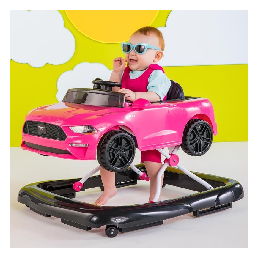 Bright Starts - Andador 3 en 1 para bebé FORD MUSTANG rosa