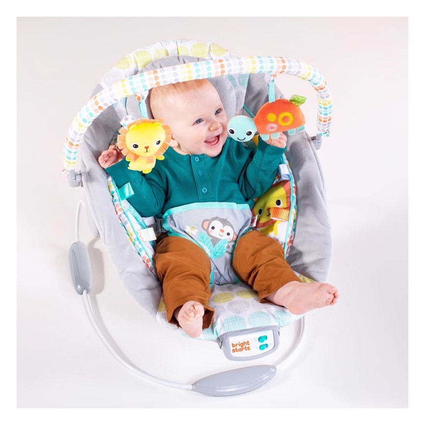 Bright Starts - Tumbona vibratoria para bebés con melodía WHIMSICAL WILD 3xLR14
