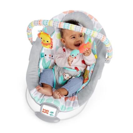 Bright Starts - Tumbona vibratoria para bebés con melodía WHIMSICAL WILD 3xLR14