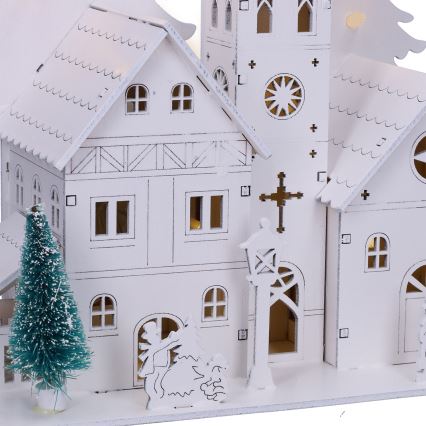 Brilagi - adorno navideño LED/2xAA, iglesita