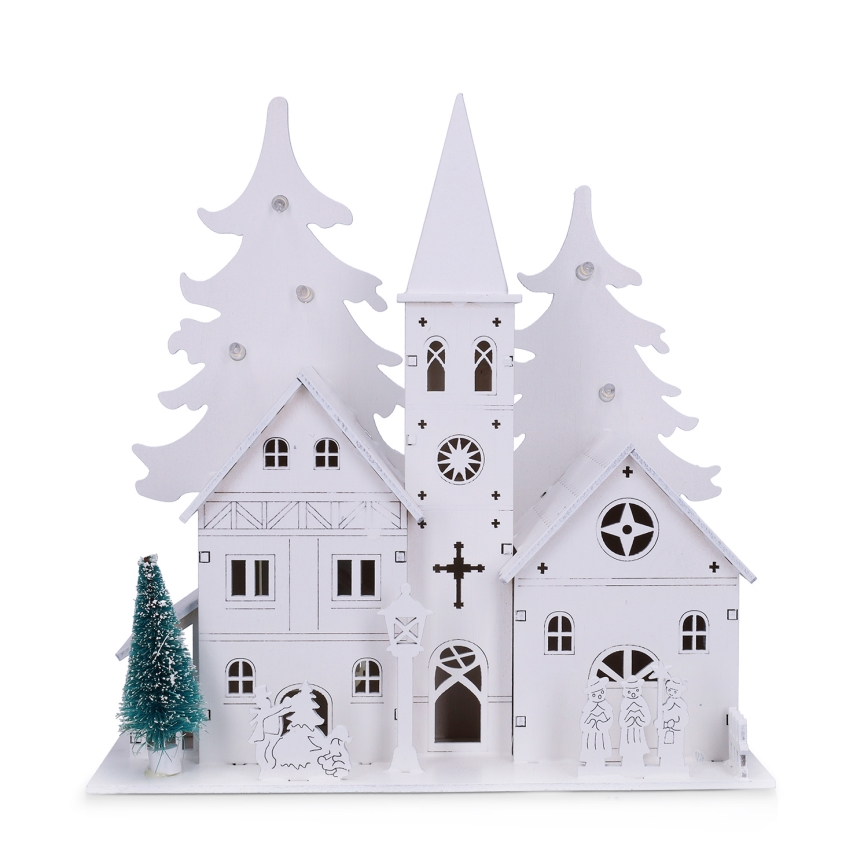 Brilagi - adorno navideño LED/2xAA, iglesita