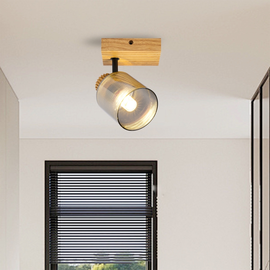 Brilagi - Aplique de pared con foco HYGGE 1xE14/15W/230V madera/ahumado