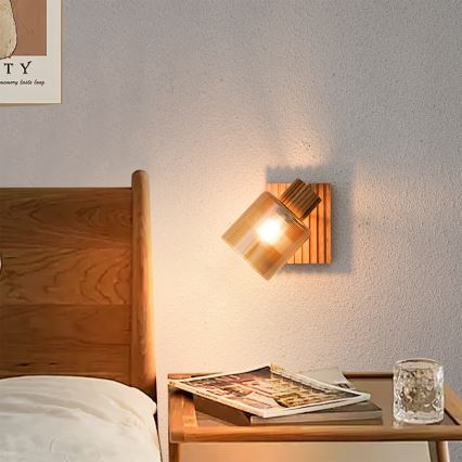 Brilagi - Aplique de pared con foco HYGGE 1xE14/15W/230V madera/ahumado