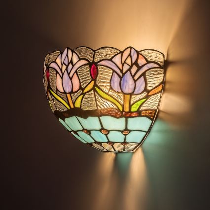 Brilagi - Aplique de pared con vitral estilo Tiffany LORAS 1xE14/40W/230V