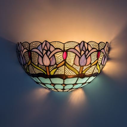 Brilagi - Aplique de pared con vitral estilo Tiffany LORAS 1xE14/40W/230V