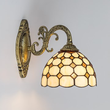 Brilagi - Aplique de pared estilo Tiffany con vitral DORAN 1xE27/40W/230V