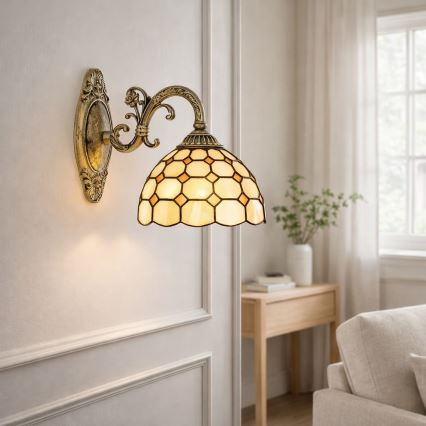 Brilagi - Aplique de pared estilo Tiffany con vitral DORAN 1xE27/40W/230V