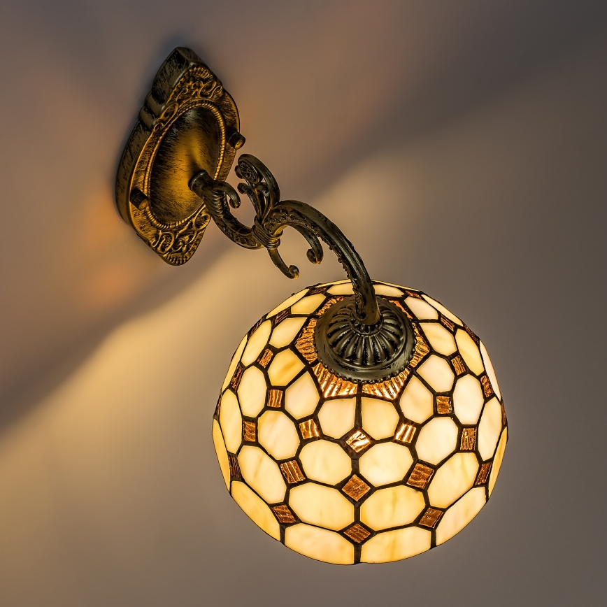 Brilagi - Aplique de pared estilo Tiffany con vitral DORAN 1xE27/40W/230V