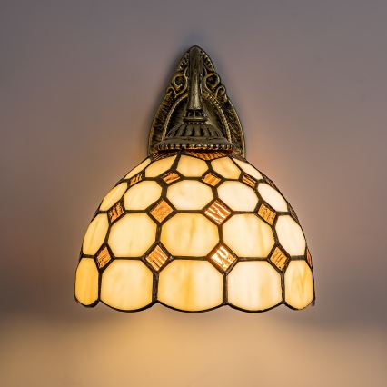 Brilagi - Aplique de pared estilo Tiffany con vitral DORAN 1xE27/40W/230V