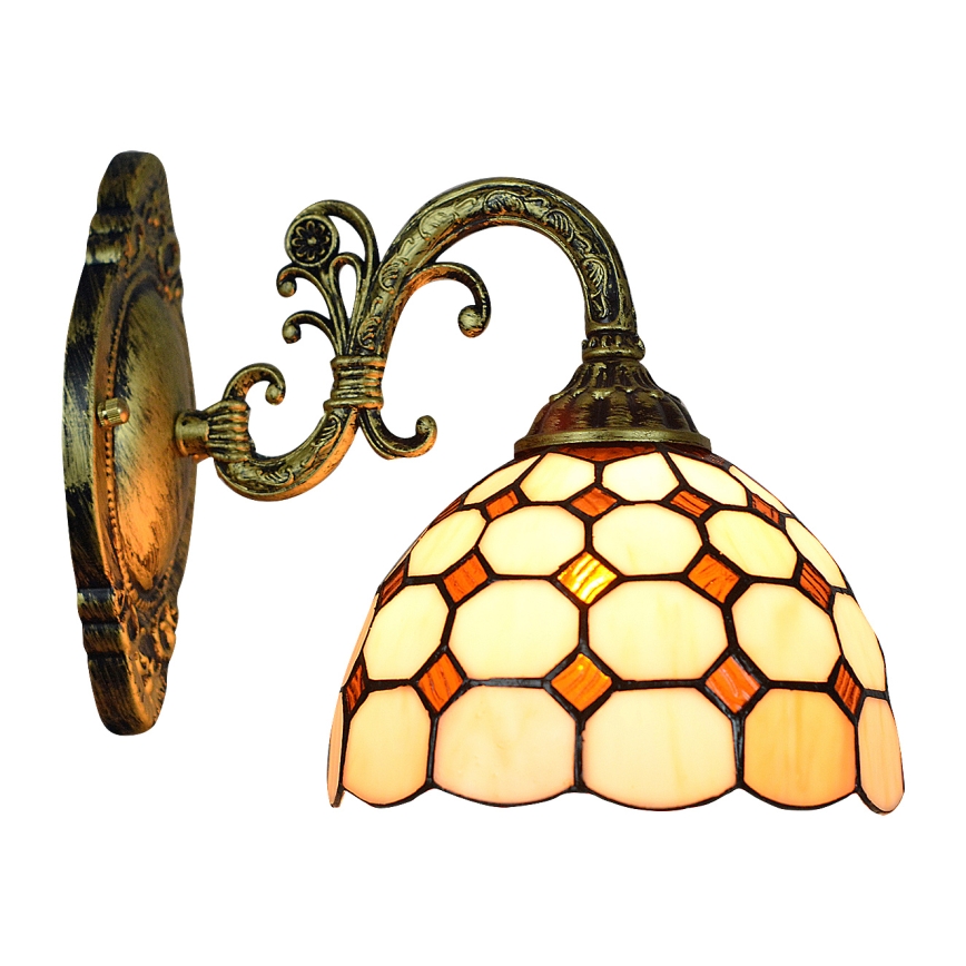 Brilagi - Aplique de pared estilo Tiffany con vitral DORAN 1xE27/40W/230V