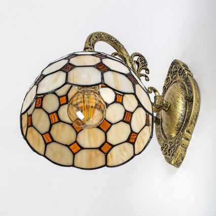 Brilagi - Aplique de pared estilo Tiffany con vitral DORAN 1xE27/40W/230V