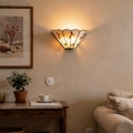 Brilagi - Aplique de pared estilo Tiffany con vitral FOLIA 1xE14/40W/230V