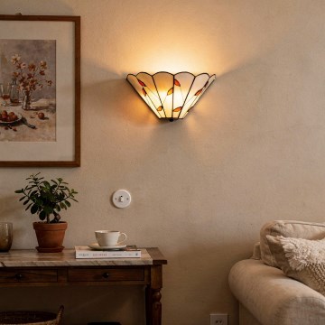 Brilagi - Aplique de pared estilo Tiffany con vitral FOLIA 1xE14/40W/230V