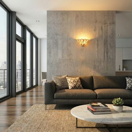 Brilagi - Aplique de pared estilo Tiffany con vitral FOLIA 1xE14/40W/230V