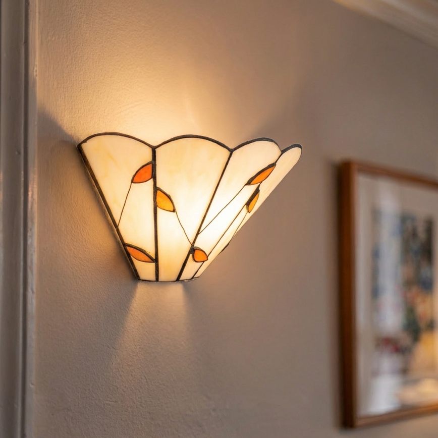 Brilagi - Aplique de pared estilo Tiffany con vitral FOLIA 1xE14/40W/230V
