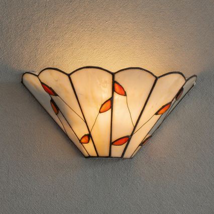 Brilagi - Aplique de pared estilo Tiffany con vitral FOLIA 1xE14/40W/230V