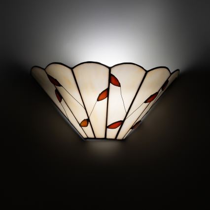 Brilagi - Aplique de pared estilo Tiffany con vitral FOLIA 1xE14/40W/230V