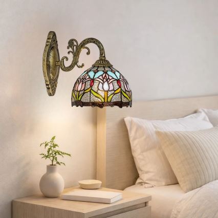 Brilagi - Aplique de pared estilo Tiffany en vitral LORAS 1xE27/40W/230V