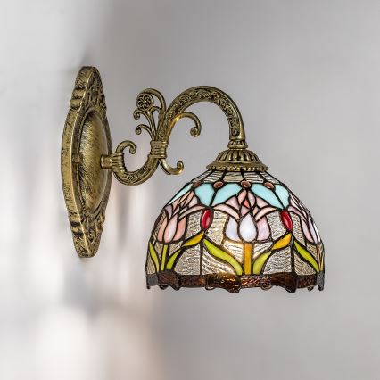 Brilagi - Aplique de pared estilo Tiffany en vitral LORAS 1xE27/40W/230V