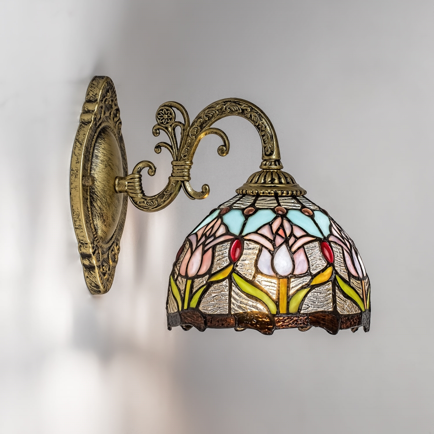 Brilagi - Aplique de pared estilo Tiffany en vitral LORAS 1xE27/40W/230V