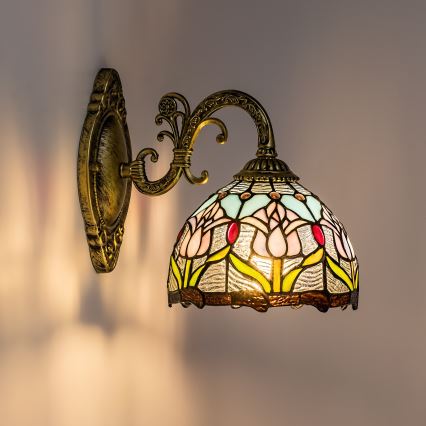 Brilagi - Aplique de pared estilo Tiffany en vitral LORAS 1xE27/40W/230V