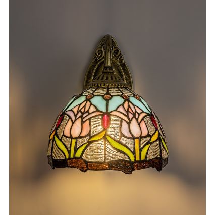 Brilagi - Aplique de pared estilo Tiffany en vitral LORAS 1xE27/40W/230V