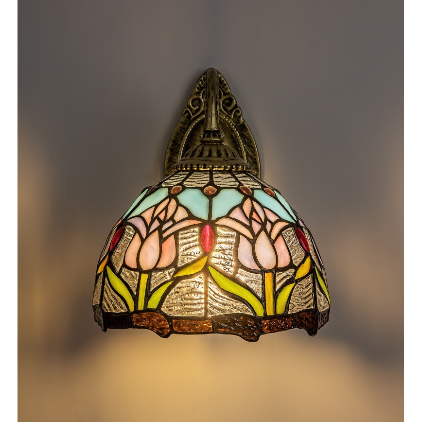 Brilagi - Aplique de pared estilo Tiffany en vitral LORAS 1xE27/40W/230V