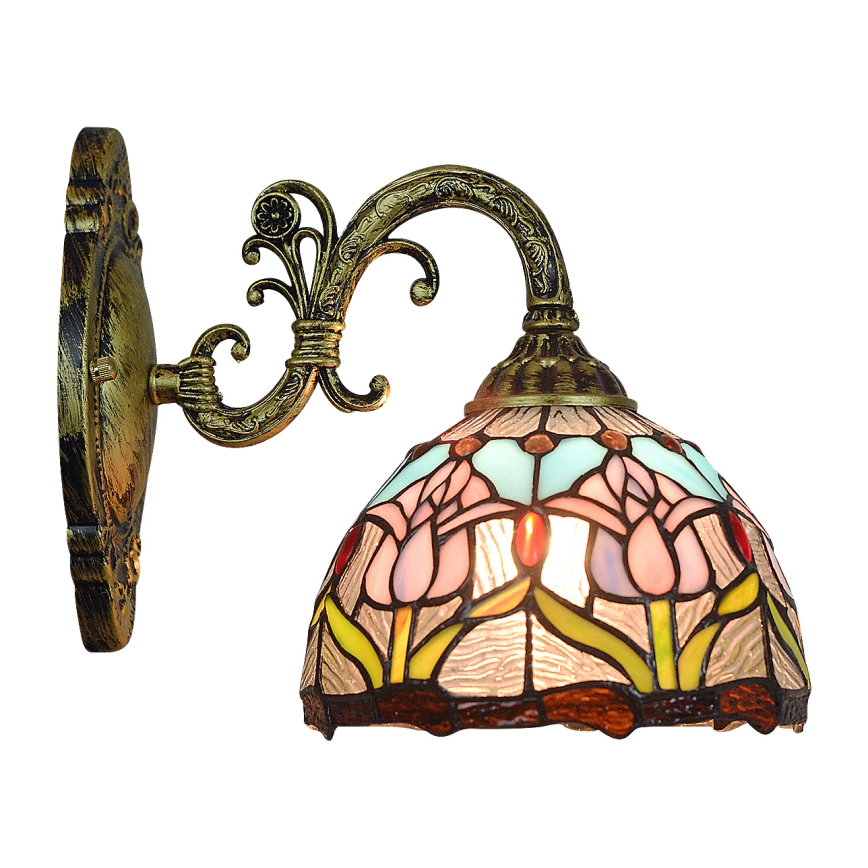 Brilagi - Aplique de pared estilo Tiffany en vitral LORAS 1xE27/40W/230V