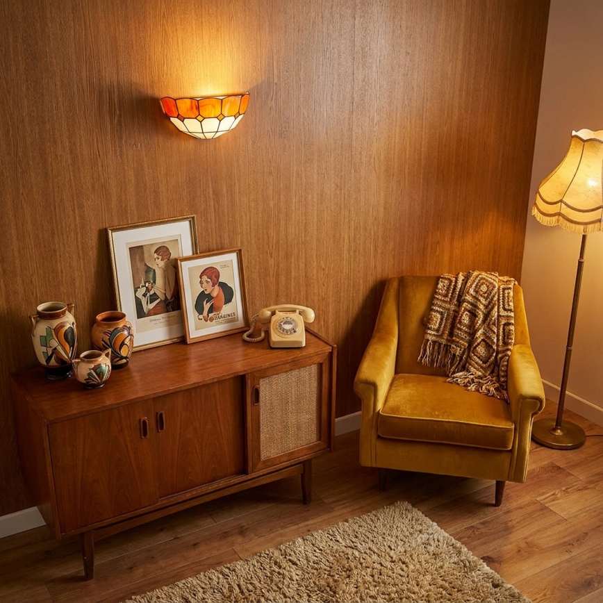 BRILAGI - aplique de pared estilo Tiffany en vitral SIENNA 1xE14/40W/230V