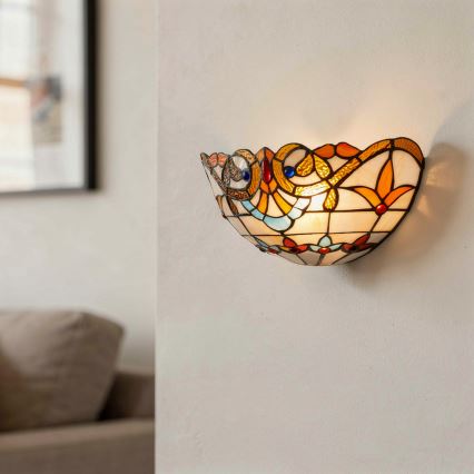 Brilagi - Aplique de pared estilo Tiffany MIRABELLA con vitral 1xE14/40W/230V
