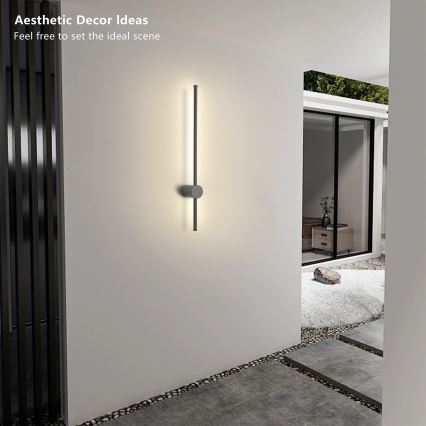 Brilagi - Aplique de pared exterior LED AURA LED/12W/230V 4000K IP54 65 cm antracita CRI 90