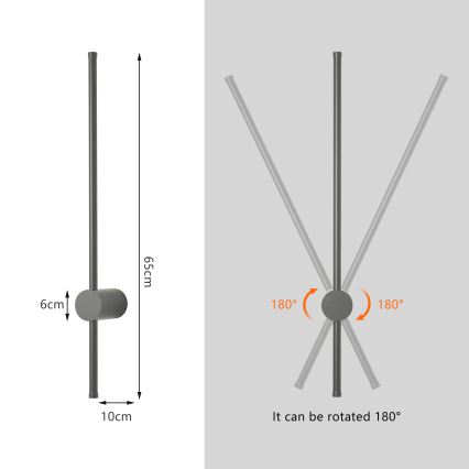 Brilagi - Aplique de pared exterior LED AURA LED/12W/230V 4000K IP54 65 cm antracita CRI 90